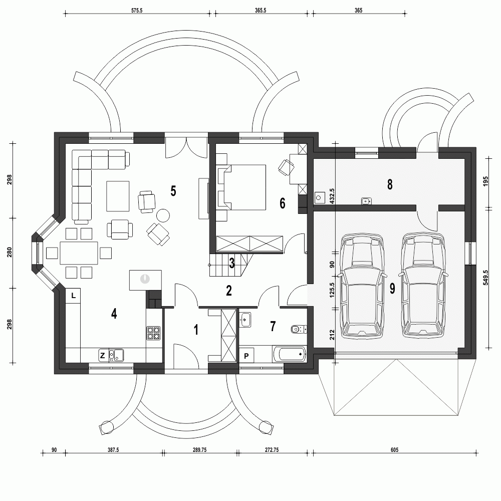 Rzut projektu Dom Dla Ciebie 1 w4 A1 z garażem 2st. - Parter