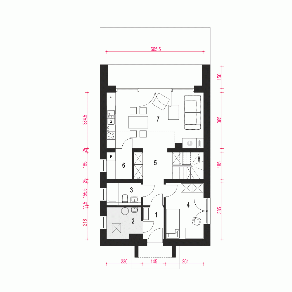 Rzut projektu Vikka - Parter