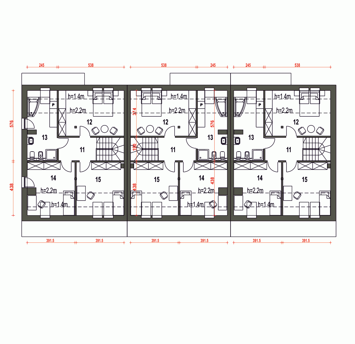 Rzut projektu Mazurek III szeregówka z garażem - Piętro