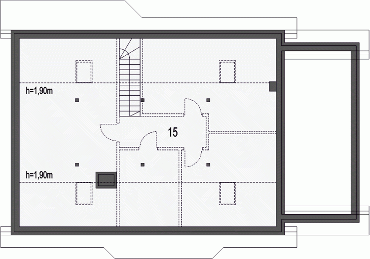 Rzut projektu Julek II z garażem - Piętro