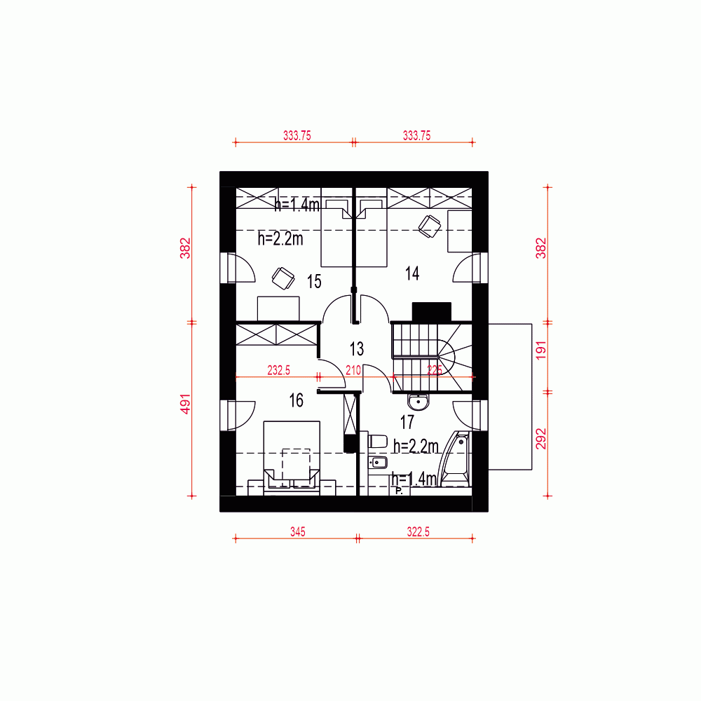 Rzut projektu Grab z garażem - Piętro