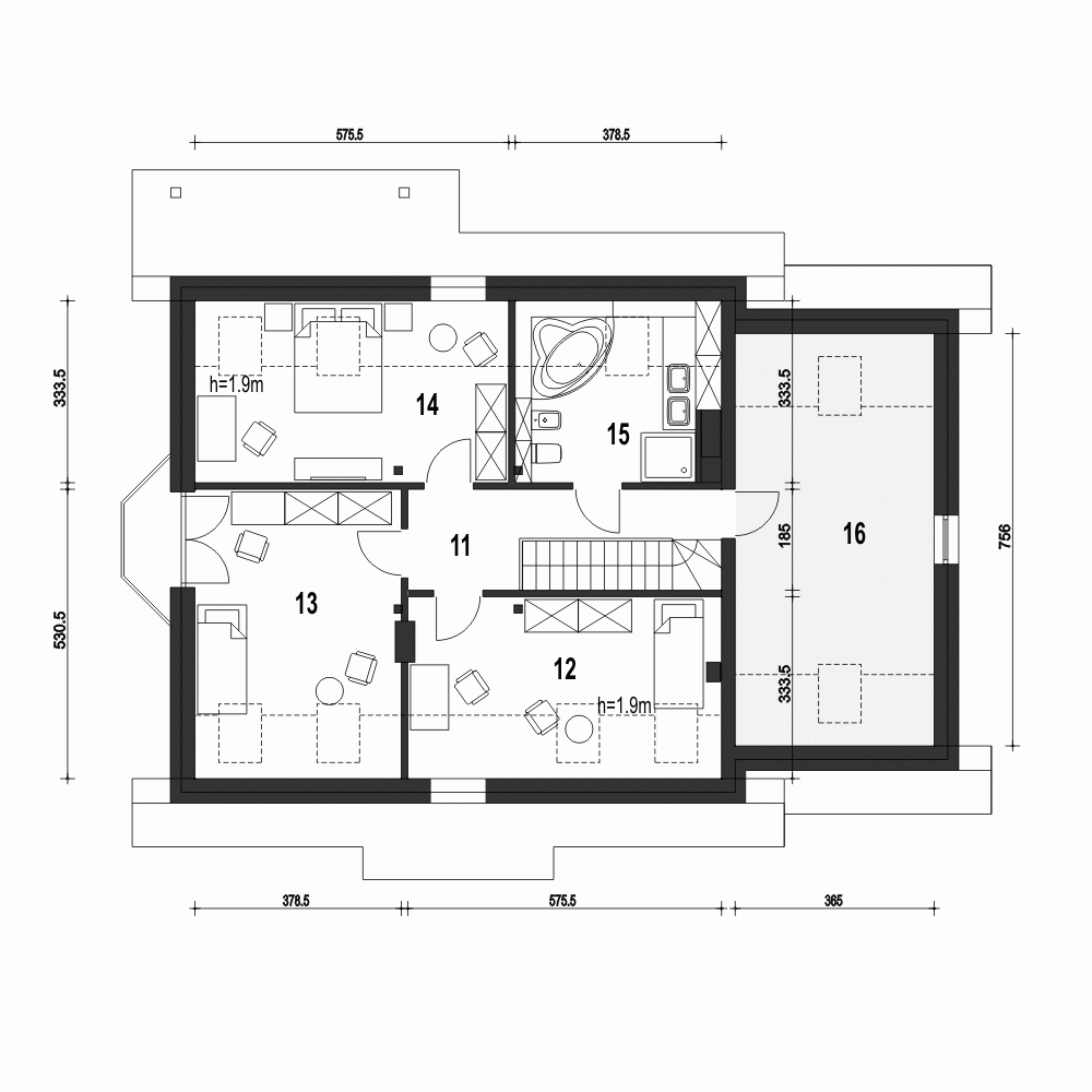 Rzut projektu Dom Dla Ciebie 2 w2 z garażem - Piętro