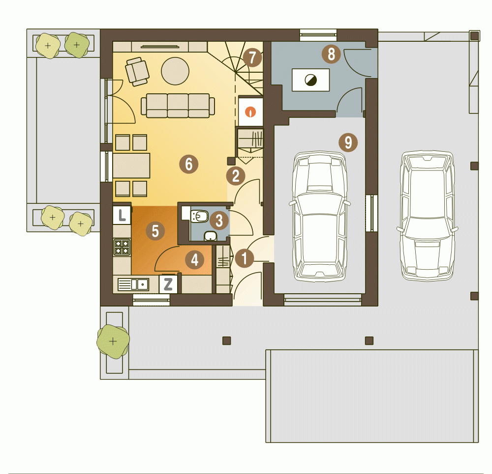 Rzut projektu Turkawka A1 - Parter