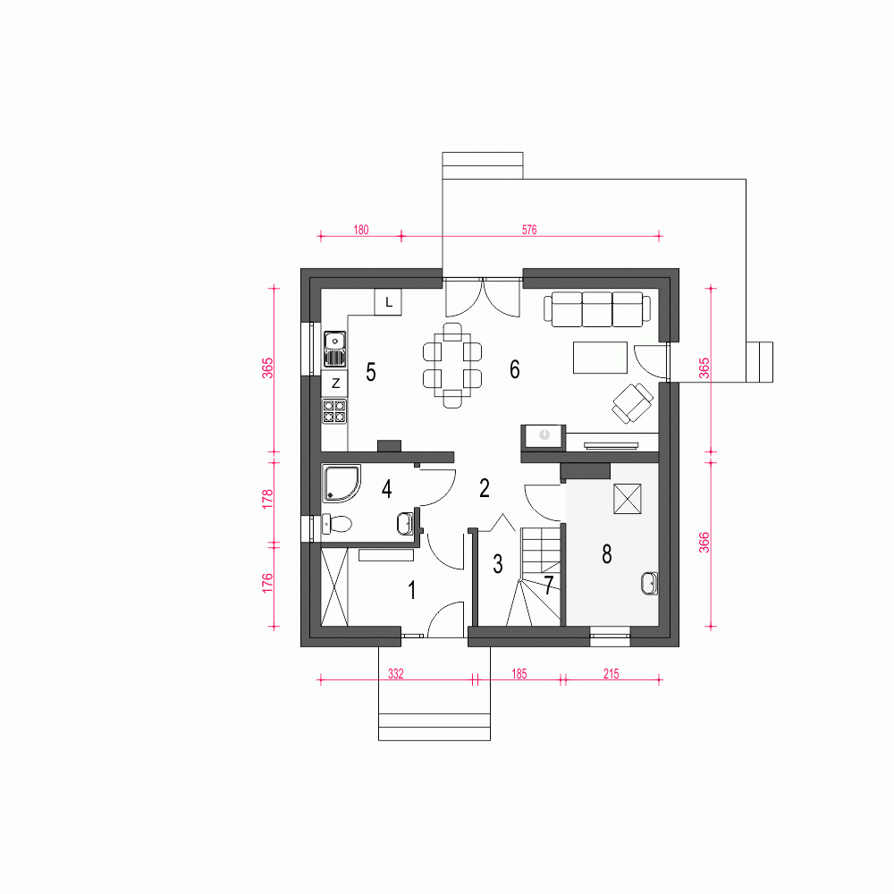 Rzut projektu Egon II - Parter