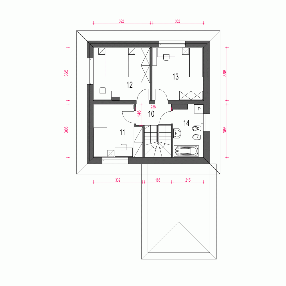 Rzut projektu Egon z garażem - Piętro