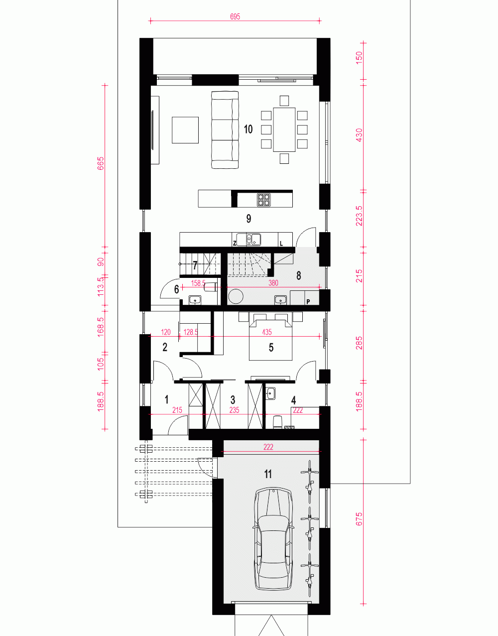 Rzut projektu Wygodny z garażem - Parter