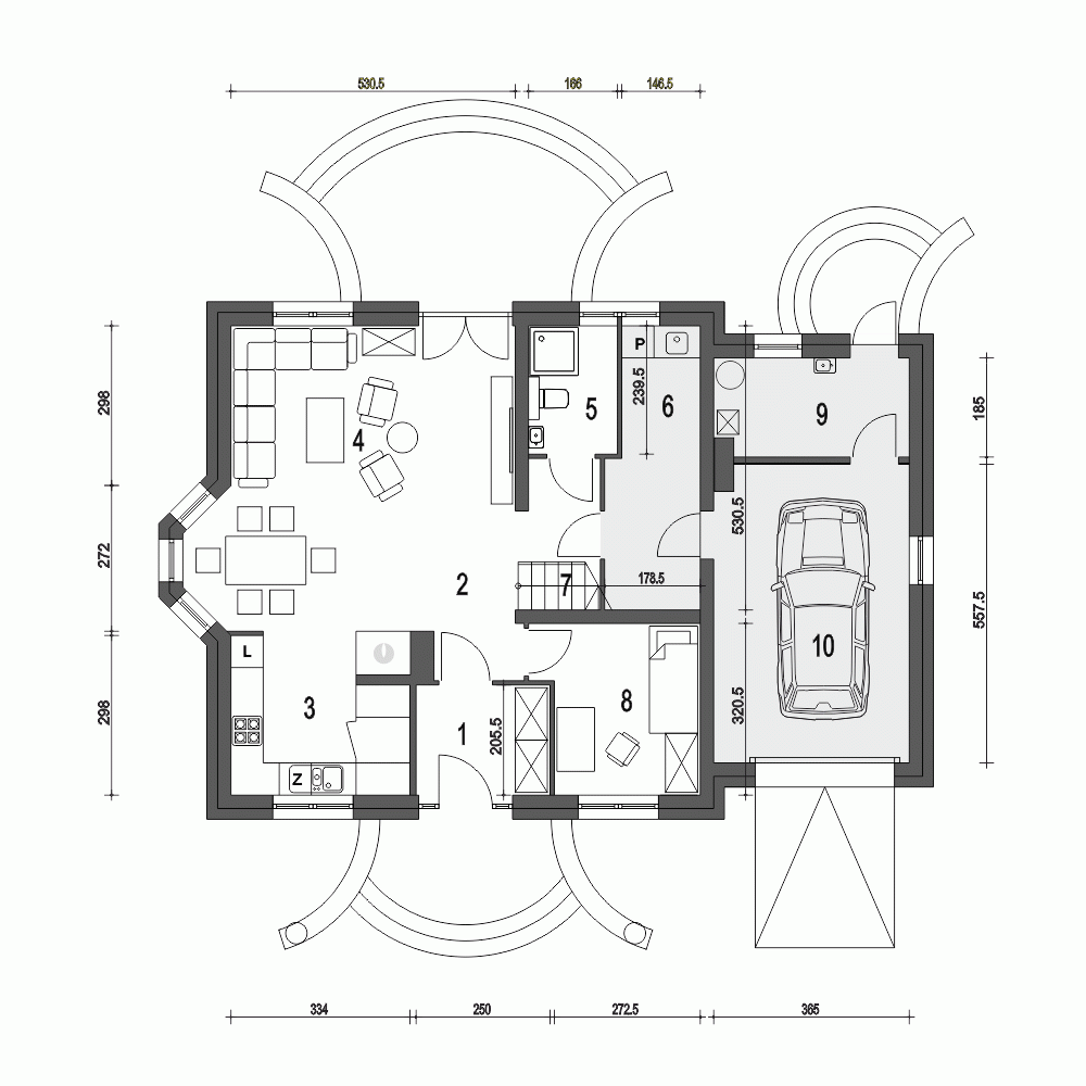 Rzut projektu Dom Dla Ciebie 4 z garażem - Parter