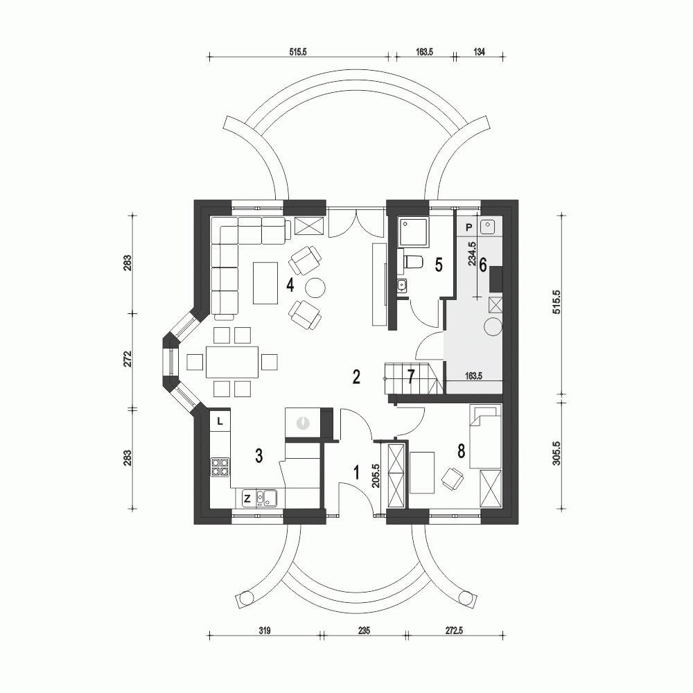 Rzut projektu Dom Dla Ciebie 5 B - Parter