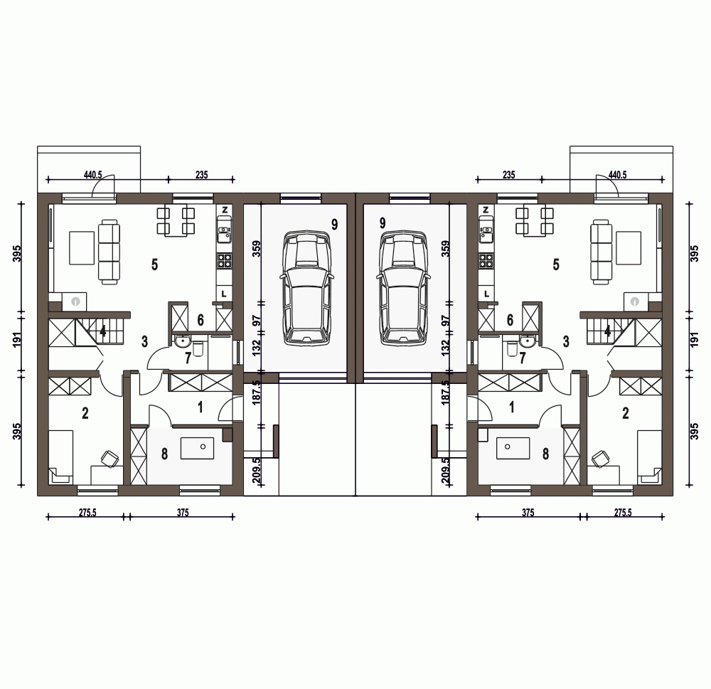 Rzut projektu Głuszec A-BL1 z garażem - Parter