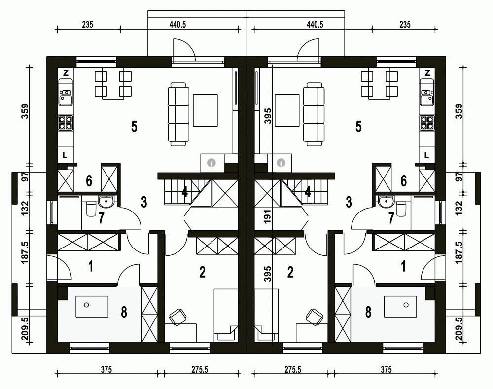 Rzut projektu Głuszec B-BL - Parter
