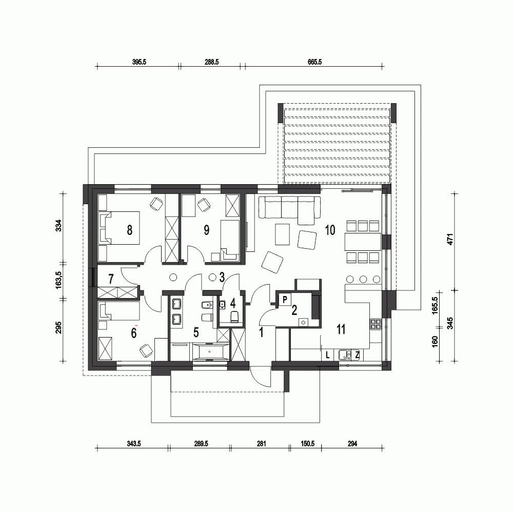 Rzut projektu Kalikst B - Parter