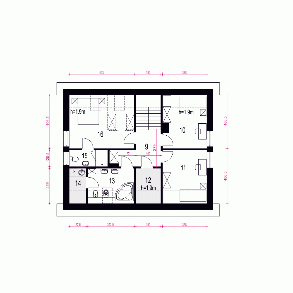 Rzut projektu Igor z garażem - Piętro