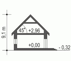 Rzut projektu Igor z garażem - Przekrój