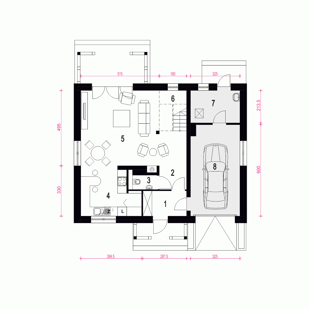 Rzut projektu Iga styl z garażem - Parter