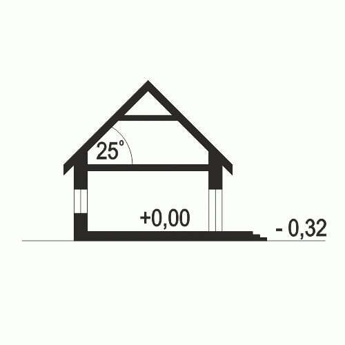 Rzut projektu Kalcyt z garażem - Przekrój