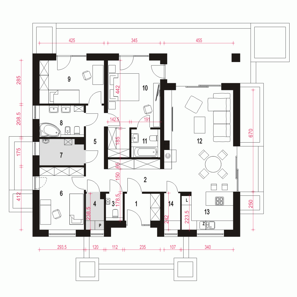 Rzut projektu Klara - Parter