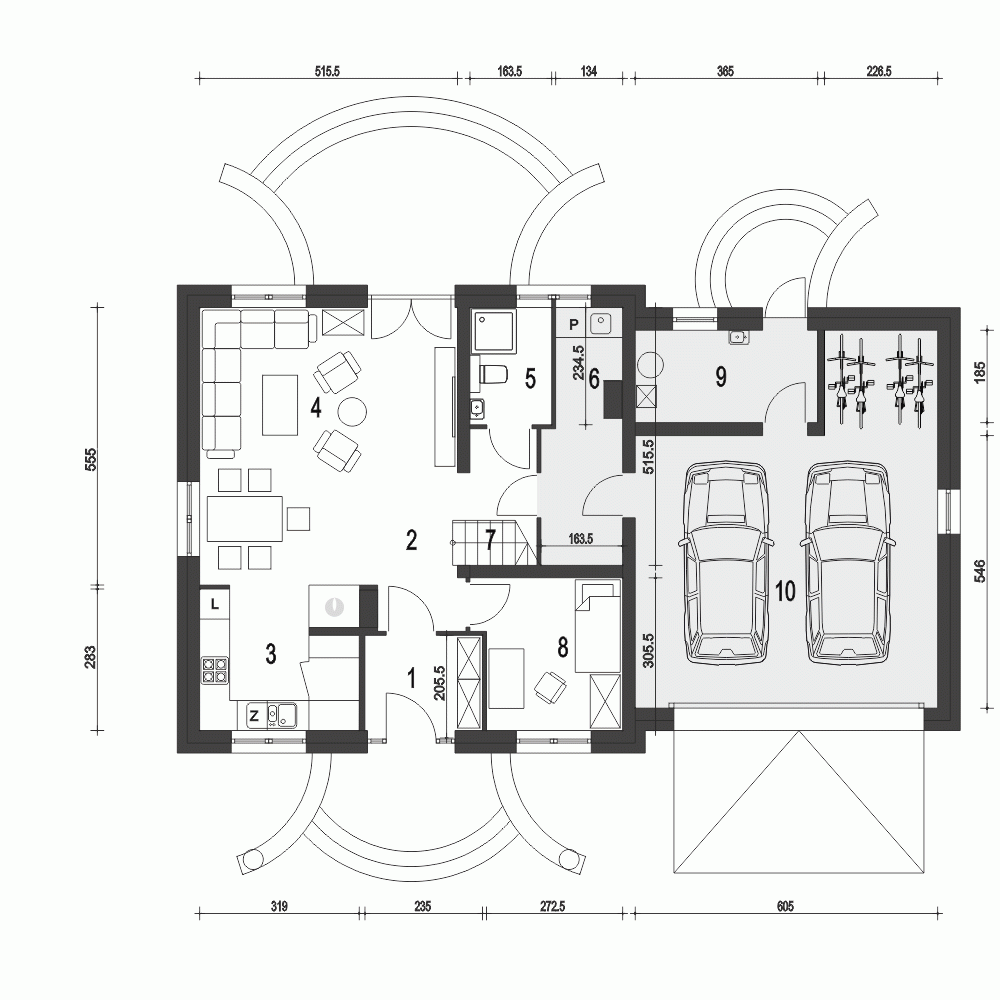 Rzut projektu Dom Dla Ciebie 5 A3 z garażem 2st. - Parter
