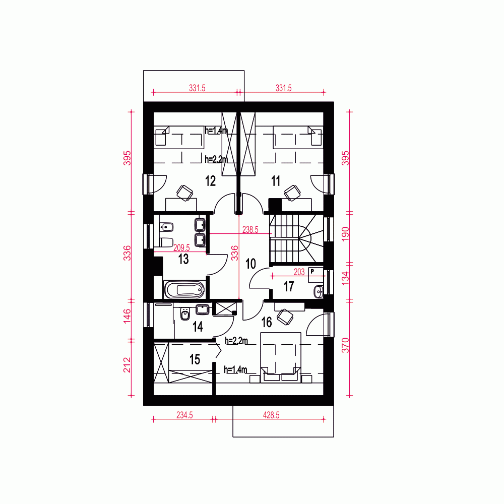 Rzut projektu Głuszec III Mode z garażem - Piętro