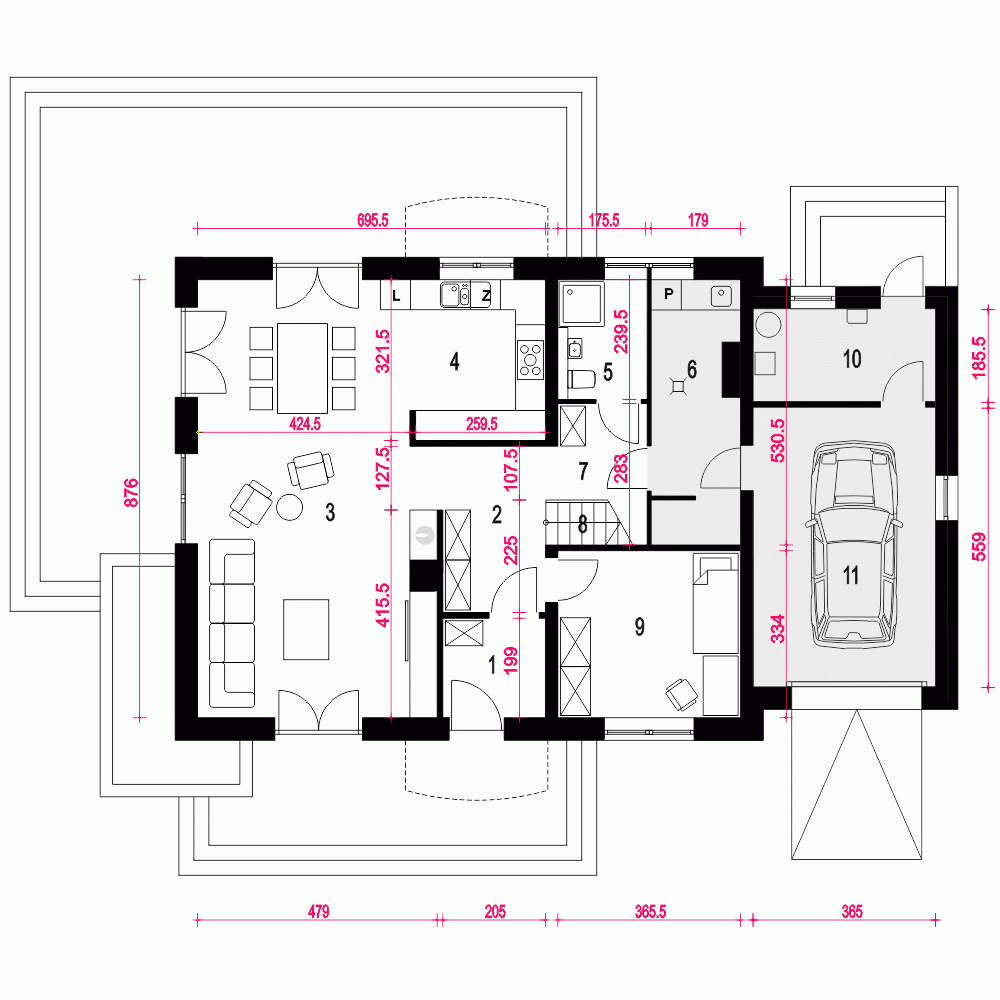 Rzut projektu Dom Dla Ciebie 10 z garażem - Parter