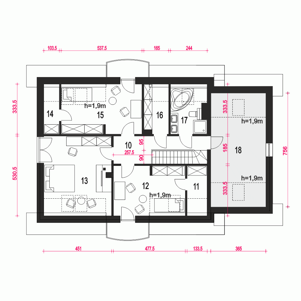 Rzut projektu Dom Dla Ciebie 10 z garażem - Piętro