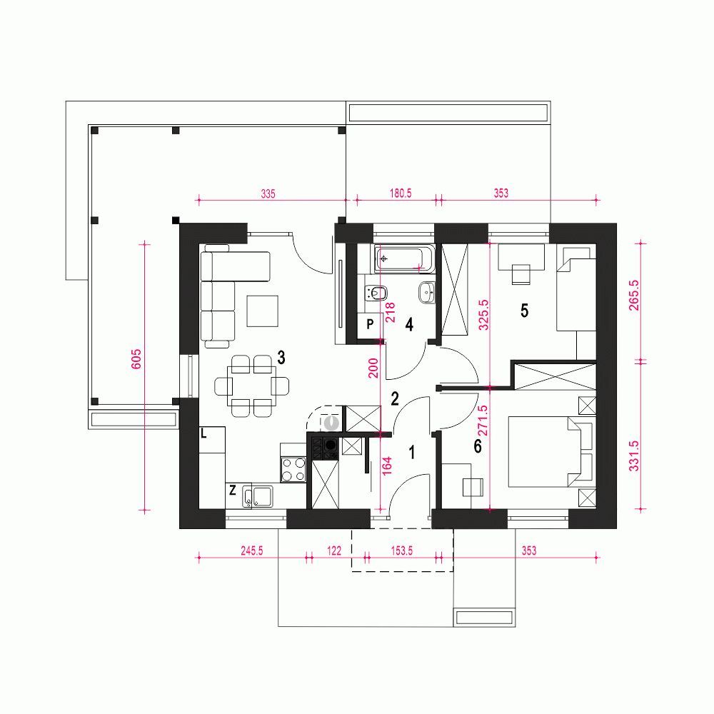 Rzut projektu Karmelek - Parter