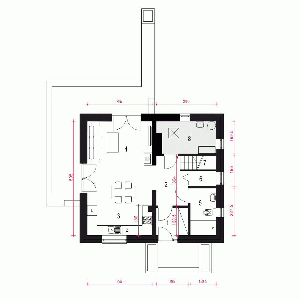 Rzut projektu Pomelo - Parter