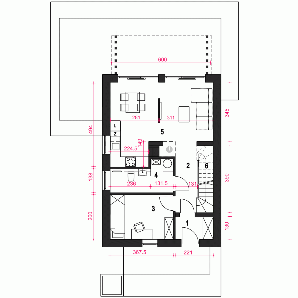 Rzut projektu Iggi - Parter