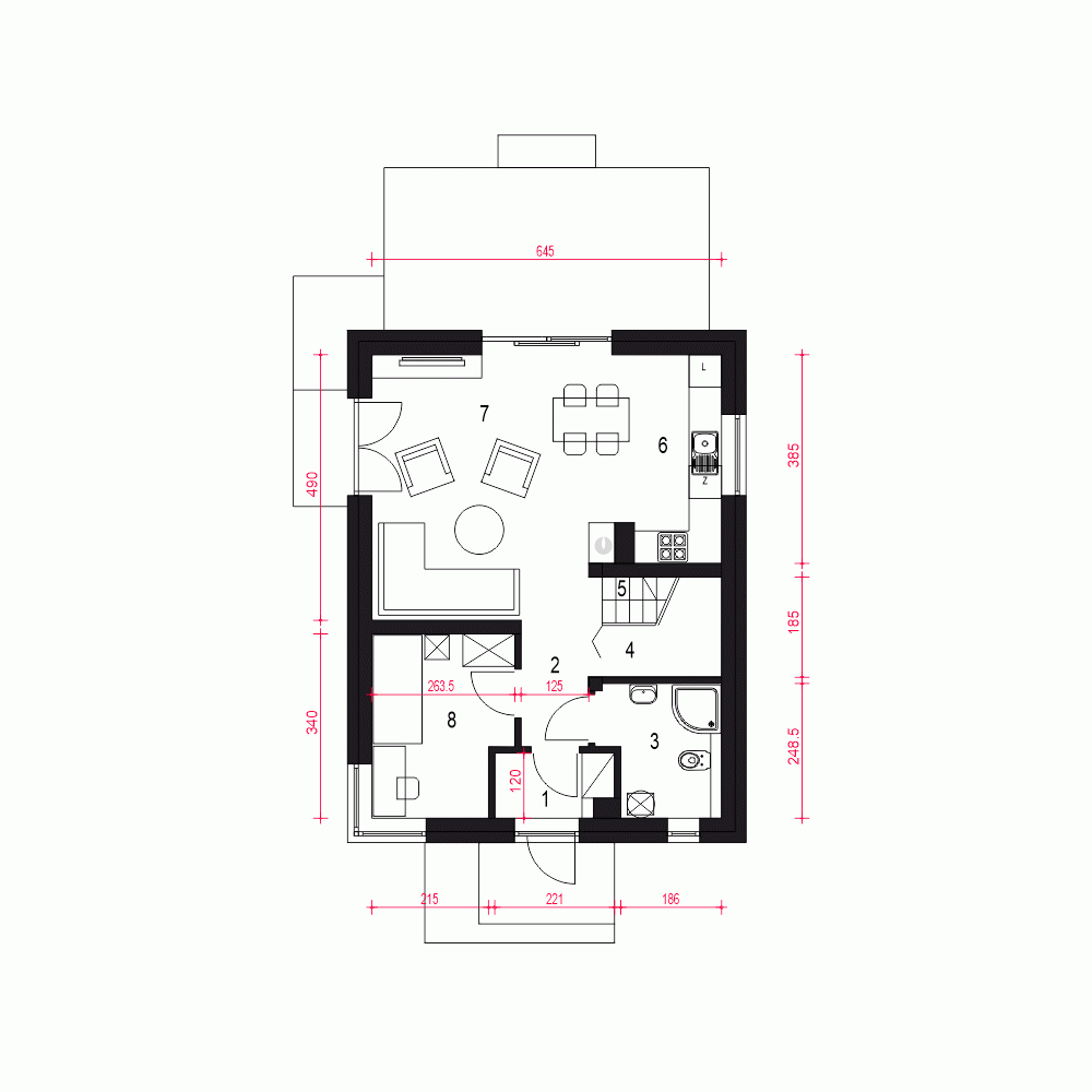 Rzut projektu Kiwi II - Parter