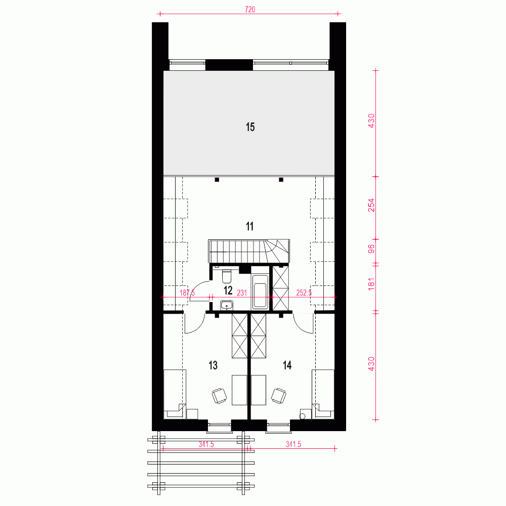 Rzut projektu Wygodny B - Piętro