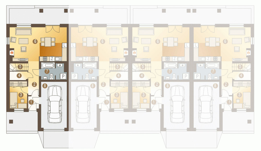 Rzut projektu Norbert A-SZL z garażem - Parter