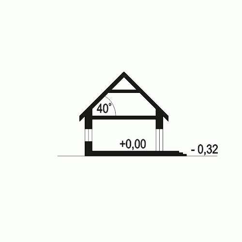 Rzut projektu Żurawinka II A2 z garażem - Przekrój