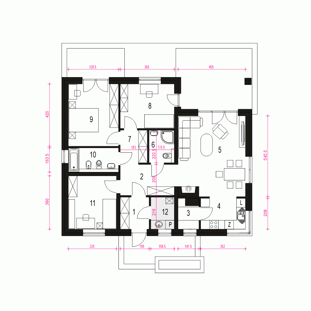 Rzut projektu Topaz - Parter