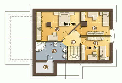 Rzut projektu Drozd z garażem - Piętro