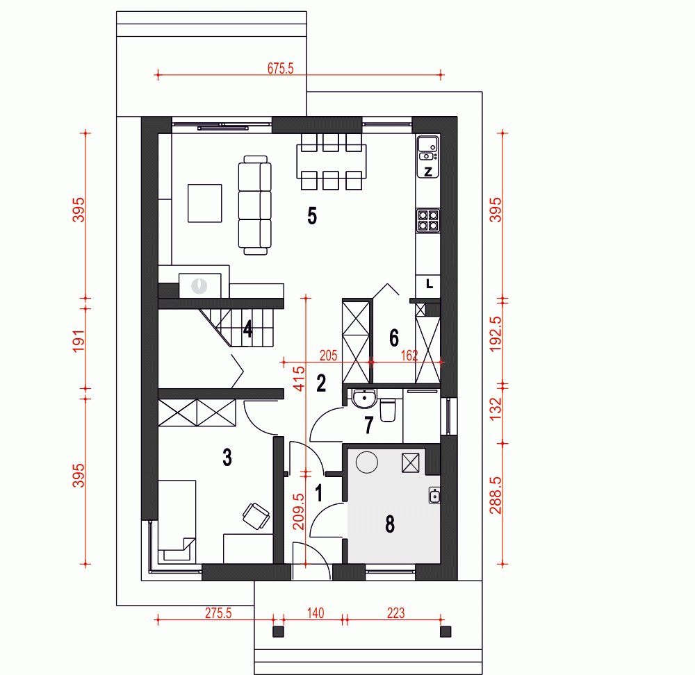 Rzut projektu Agat II B - Parter
