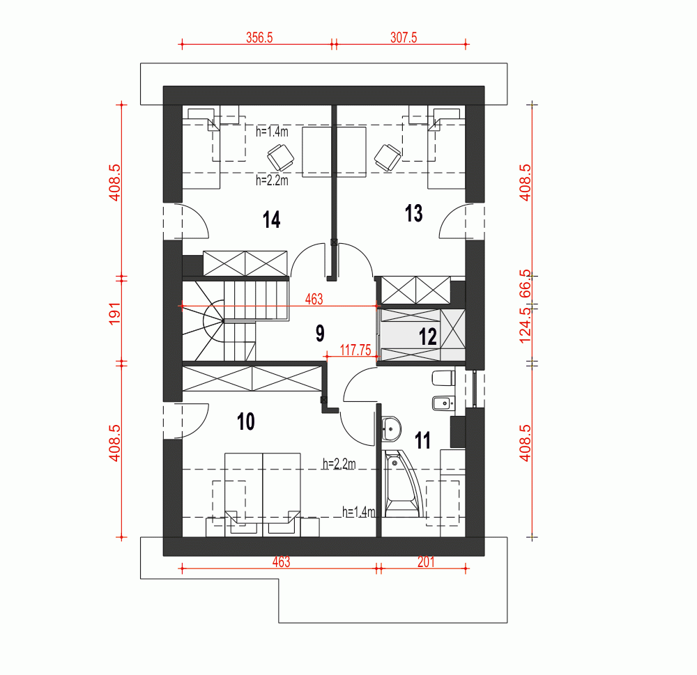 Rzut projektu Agat II B - Piętro