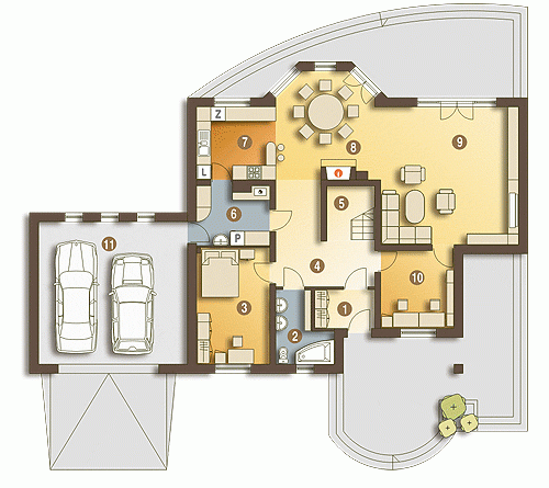 Rzut projektu Dzierlatka IV z garażem 2st. - Parter