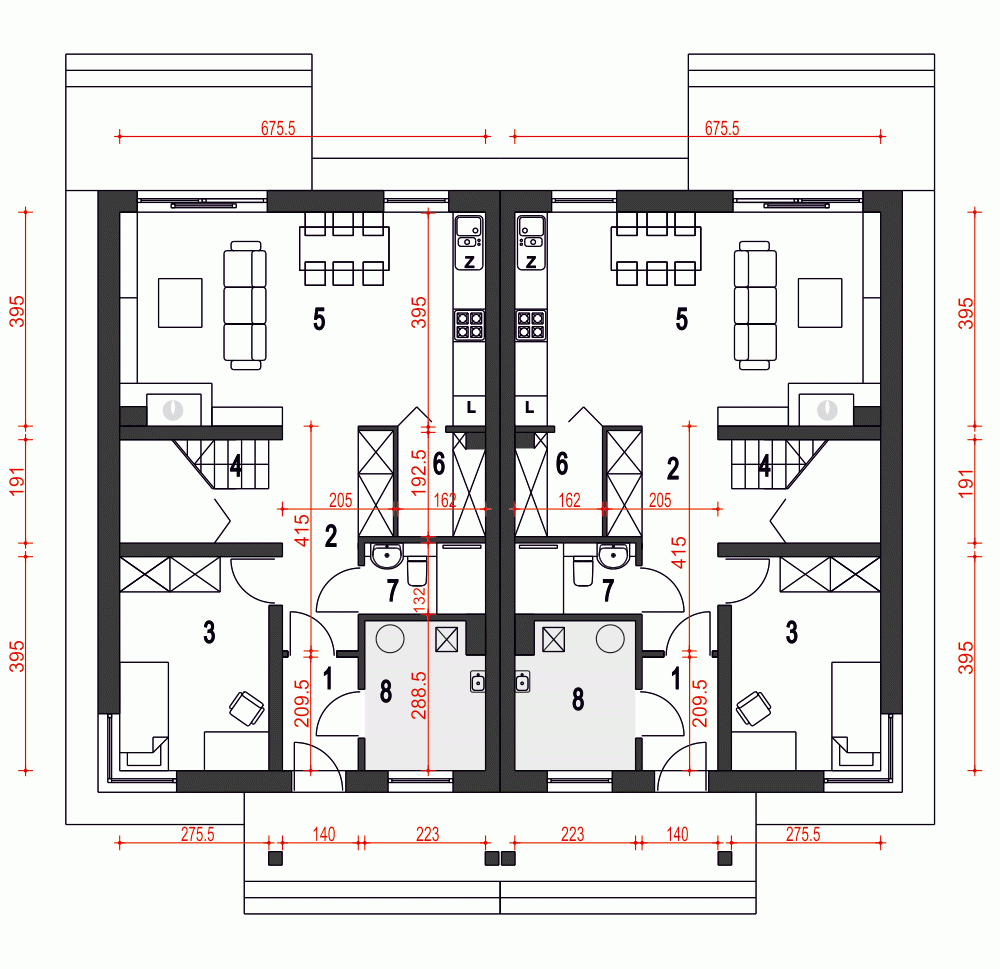 Rzut projektu Agat II B-BL1 - Parter
