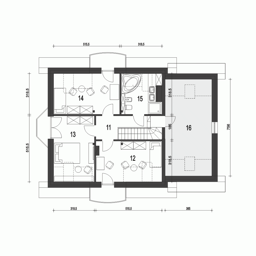 Rzut projektu Dom Dla Ciebie 5 z garażem - Piętro