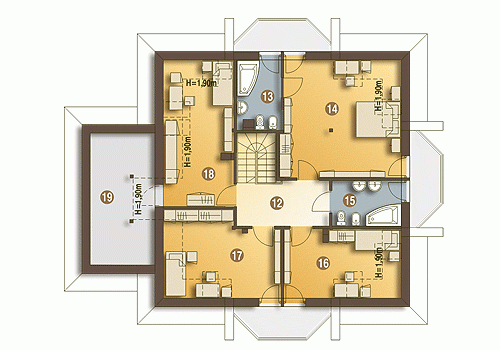 Rzut projektu Dzierlatka III z G1 z garażem - Piętro