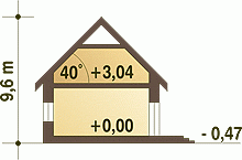 Rzut projektu Dzierlatka V z G2 z garażem 2st. - Przekrój
