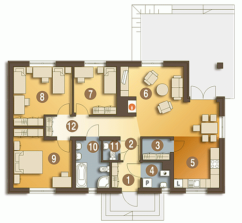 Rzut projektu Filipek bez garażu - Parter