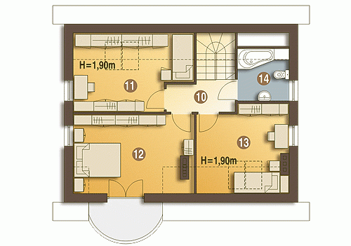 Rzut projektu Sikorka bez garażu - Piętro