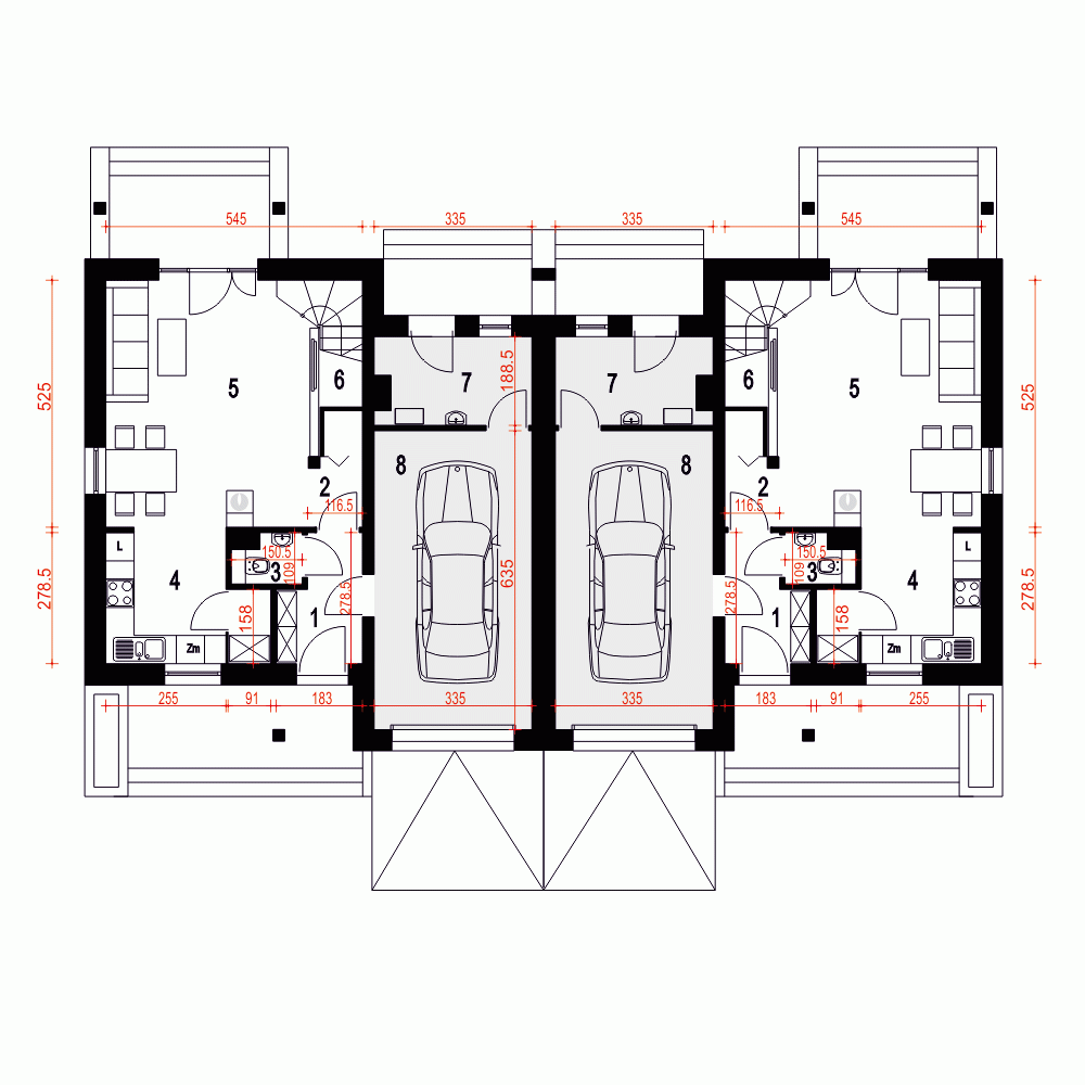 Rzut projektu Biała A-BL z garażem - Parter