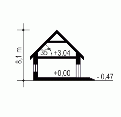 Rzut projektu Biała A-BL z garażem - Przekrój