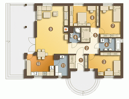 Rzut projektu Szczygieł bez garażu - Parter