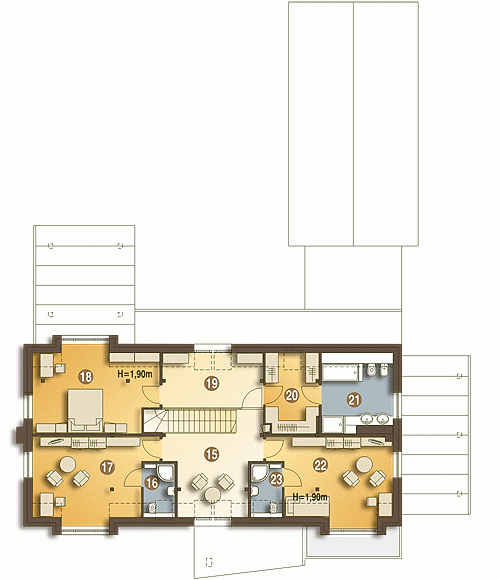 Rzut projektu Alan z basenem z garażem - Piętro