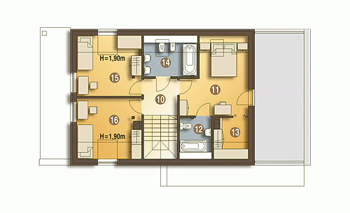 Rzut projektu Rumcajs z garażem - Piętro