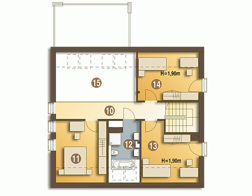 Rzut projektu Oleg bez garażu - Piętro