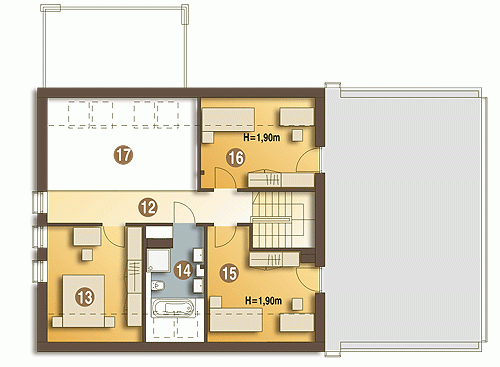 Rzut projektu Oleg z G2 z garażem 2st. - Piętro