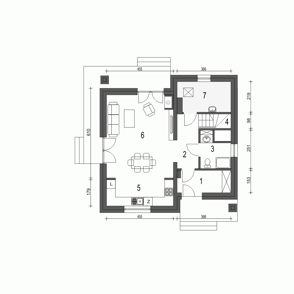 Rzut projektu Tadeusz - Parter